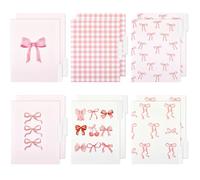 Yaomiao 12 Pcs 8.5 x 11 Inch Pink Bow File Folders Letter Size Bowknot Plaid Decorative File Organizers with 1/3 Cut Tab Cute Pretty Documents Holders for Office Home Study Room Back to School Gifts