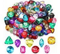 Yaomiao 150 Pieces Pirate Treasure Multi-color Acrylic Diamond Fake Jewels Bling Fake Diamonds Gems Pirate Jewels Gemstone for Halloween Pirate Party Table Decorations Hunt Party Favors Pretend Play
