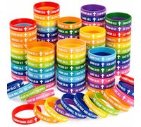 Yaomiao 180 Pcs Christian Rubber Bracelets Bulk Bible Verse Cross Scripture Silicone Wristbands Rainbow Colors Christian Gifts for Church Sunday School Prizes Baptism Favors, 7.5" 12 Designs