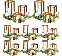 Yaomiao 24 Pcs Wooden Candle Lanterns Bulk Rustic Farmhouse Centerpieces for Wedding Baby Shower Party Table Room Decoration Gift