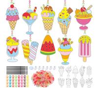 Yaomiao 30 Sets Summer Suncatchers Window Art Drawing Kits DIY Ice Cream Sun Catcher Crafts Bulk Paint Your Own Window Hanging Ornaments for Home Classroom Birthday Party Favors Decor Gifts