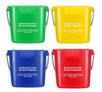 Yaomiao 4 Pcs Cleaning Bucket 3 Quart Small Sanitizing Square Bucket Detergent Pail with Measurements Spout and Handle for Home Commercial Use Restaurant Kitchen Office (Red,Yellow,Blue,Green)