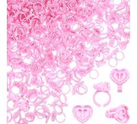 Yaomiao 500 Pcs Glue Rings for Eyelash Extensions Lash Disposable Lash Glue Rings for Beauty Salons Holder Fanning Cups Eyelash Extension Supplies (Heart Style)