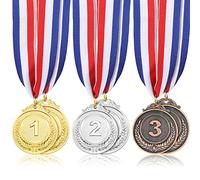 Yaomiao 6 Pieces Gold Silver Bronze Medals Award Medals 1st 2nd 3rd Gold Silver Bronze Award Medals with Ribbon for Competitions Party Decorations Game Style