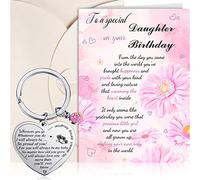 Yaomiao Daughter Birthday Cards with Heart Shape Keychain and Envelope Gifts from Mum Dad Present Cards with Lovely Words for Daughter Birthday Graduation