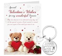 Yaomiao Fiancée Valentine's Day Card with Envelope and Keyring Cute Bear Card for Her Fiancée Soulmate Greeting for Valentine's Day Gift