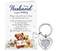 Yaomiao Husband Birthday Card Bear Gifts Husband Keyring from Wife When I Tell You I Love You Keychain Soulmate Greeting Card for Him White Envelope for Birthday