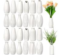 Yaomiao Set of 24 5'' White Ceramic Bud Vase Bulk Boho Rustic Small Flower Vase for Centerpieces for DIY Wedding Home Dining Table Decoration,12 Styles