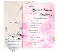 Yaomiao Special Friend Birthday Card and Keyring Female Friend Gifts Inspirational Friendship Keychain and Heart Envelope for Women Ladies Girl Teens Graduation Birthday Gifts