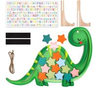 Yaomiao Wooden Reward Jar Set Dino Duck Magnetic Reward Jar Star Chart with Colorful Letter Stickers Wooden Stand Positive Behavior Training for Home School Board Kids Toddler Student (Dinosaurs)