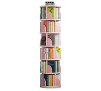 YAONJS 360-degree Rotating 6 Floors Bookshelf Cabinet Book Rack For Living Room Home And Student Storage(Pink+White)