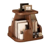 YAONJS 360-degree Rotating Solid Wood Storage Rack For Home Study Office Desktop Bookshelf And Student Bookcase