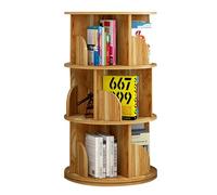YAONJS Creative 360-degree Rotating Bookshelf Small Storage Shelf Home Bedroom Floor-standing Student Bookcase(Brown,98cm)