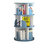 YAONJS Creative 360-degree Rotating Bookshelf Small Storage Shelf Home Bedroom Floor-standing Student Bookcase(Blue,98cm)