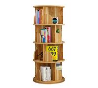 YAONJS Creative 360-degree Rotating Bookshelf Small Storage Shelf Home Bedroom Floor-standing Student Bookcase(Brown,129cm)