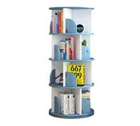 YAONJS Creative 360-degree Rotating Bookshelf Small Storage Shelf Home Bedroom Floor-standing Student Bookcase(Blue,129cm)