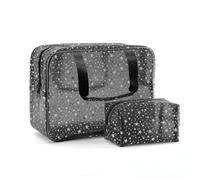 Yaopeing 2Pcs PVC Clear Makeup Bag Cosmetic Case Travel Toiletry Bags, Black, 30*21*13cm/11.81*8.27*5.12inch, Star-shaped
