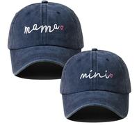 Yaopelky 2Pcs Mama and Mini Hats Embroidered Adjustable Parent-Child Baseball Caps Mom and Me Matching Hat Set (UK, Alpha, One Size, Navy Blue)