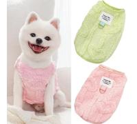 Yaopelky 2pcs Small Dog Sweaters with Leash D-Ring Fleece Warm Puppy Sweater Fall Winter Pet Coat Dog Clothes for Small Medium Dogs,Cats (Pink-Green, M(2.5-4kg))