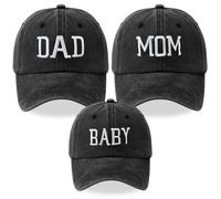 Yaopelky 3Pcs Mom Dad and Baby Hats Parent-Child Baseball Caps Embroidered Adjustable Matching Family Hat Set (UK, Alpha, One Size, Dad Mom Baby Black)