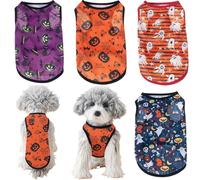 Yaopelky 4-Pack Halloween Dog Shirts Pumpkin Ghost Pattern Holiday Dog Clothes for Small Medium Dogs Cats Costume Outfits (Halloween, M(2-3kg))
