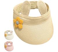 Yaopelky Baby Girls Roll-up Straw Hat Infant Cute Flower Open Top Visor Hat Summer Beach Sun Protection Cap Adjustable for 5M-2Y (UK, Age, 6 Months, 24 Months, Beige)