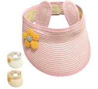 Yaopelky Baby Girls Roll-up Straw Hat Infant Cute Flower Open Top Visor Hat Summer Beach Sun Protection Cap Adjustable for 5M-2Y (UK, Age, 6 Months, 24 Months, Pink)