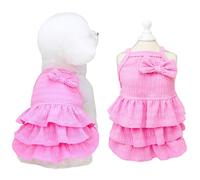 Yaopelky Cat Dress Dog Clothes for Small Medium Dogs Girl Tiered Layer Cake Puppy Dresses with Bow Cute Dog Girls Summer Clothe Pet Outfits for Yorkie Chihuahua Clothes (Pink, M(2-3kg))