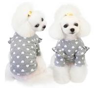 Yaopelky Dog Clothes for Small Dogs Heart Print Dog Tee Shirt Spring Summer Chihuahua Clothes Puppy Outfits Ruffle Long Sleeve Doggy Shirts Pet Valentine's Day Apparel (Gray, XL)