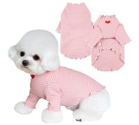 Yaopelky Dog Shirt for Small Medium Dogs Striped T-Shirt with Heart Embroidery Stretchable Ruffle Dog Clothes for Chihuahua Schnauzer Yorkie Shih Tzu (Pink, XL)