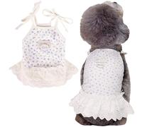 Yaopelky Dog Summer Clothes for Small Medium Dogs Cat Daisy Flower Cute Pet Dress with D-Ring Sleeveless Puppy Outfits Doggy Shirt for Shih Tzu Yorkie Chihuahua Colthe (Beige, S(1.2-2kg))