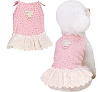 Yaopelky Dog Summer Clothes for Small Medium Dogs Cat Daisy Flower Cute Pet Dress with D-Ring Sleeveless Puppy Outfits Doggy Shirt for Shih Tzu Yorkie Chihuahua Colthe (Pink, XL(4.2-6kg))
