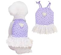 Yaopelky Dog Summer Clothes for Small Medium Dogs Cat Daisy Flower Cute Pet Dress with D-Ring Sleeveless Puppy Outfits Doggy Shirt for Shih Tzu Yorkie Chihuahua Colthe (Purple, L(3-4.2kg))