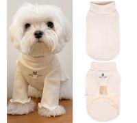Yaopelky Dog Sweatshirt for Small Medium Dogs Cats Fall Pet T-Shirt Long Sleeve Puppy Outfit Casual Doggy Clothes for Yorkie Chihuahua (M(3-4.5kg), Beige Solid)