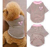 Yaopelky Dog Sweatshirt for Small Medium Dogs Cats Fall Pet T-Shirt Long Sleeve Puppy Outfit Casual Doggy Clothes for Yorkie Chihuahua (XS(0.5-1.5kg), Pink Neck)
