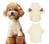 Yaopelky Dog Sweatshirt for Small Medium Dogs Warm Pet T Shirt Dog Clothes with Heart Print Cat Puppy Outfit Doggie Sweatshirts for Teddy,Chihuahua Schnauzer (Beige,XS)