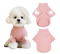 Yaopelky Dog Sweatshirt for Small Medium Dogs Warm Pet T Shirt Dog Clothes with Heart Print Cat Puppy Outfit Doggie Sweatshirts for Teddy,Chihuahua Schnauzer (Pink,S)