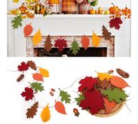 Yaopelky Fall Felt Garland Thanksgiving Decorations Hanging Banner Decor for Home Autumn Fall Holiday Decoration Harvest Party Supplies (1Pcs Double Felt Leaf)