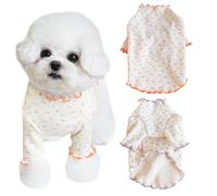 Yaopelky Pet Clothes for Small Medium Dogs Cat Daisy Flower Prints Dog Shirts Long Sleeve Ruffle Puppy Clothes Dog Pajamas for Chihuahua Shih Tzu Yorkie (Orange, XS)
