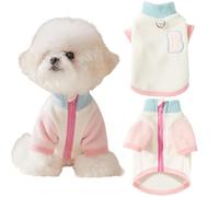 Yaopelky Pet Sweatshirt Fits Small Dogs Cats Color-Block Design D-Ring for Leash Soft Fleece for Fall/Winter Ideal Pet Gift (White, XS(0.5-1.5kg))