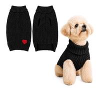 Yaopelky Small Dog Jumper Dogs Knitted Turtleneck Dog Clothes Warm Winter Puppy Jumper Soft Stretch Pet Pullover for Small Medium Dogs Cats Yorkie Chihuahua Clothes (Black, L(3.5-6.5kg))