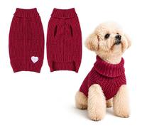 Yaopelky Small Dog Jumper Dogs Knitted Turtleneck Dog Clothes Warm Winter Puppy Jumper Soft Stretch Pet Pullover for Small Medium Dogs Cats Yorkie Chihuahua Clothes (Red, XL(6.5-9kg))