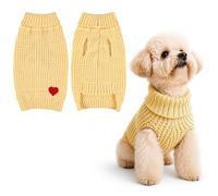 Yaopelky Small Dog Jumper Dogs Knitted Turtleneck Dog Clothes Warm Winter Puppy Jumper Soft Stretch Pet Pullover for Small Medium Dogs Cats Yorkie Chihuahua Clothes (Yellow, S(0.5-2kg))