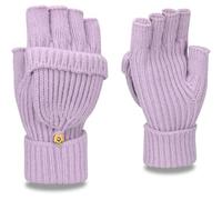 Yaopelky Winter Fingerless Gloves for Women Men Half & Full Glitter Knitted Mittens Thumb with Cap Convertible Thermal Mitten(Purple, One Size for most adults)
