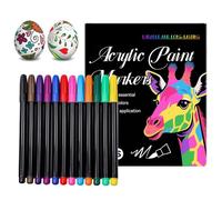 YAOPIU Acrylic Markers, Drawing Markers Supplies, 12 Colors Acrylic Pens Creative Drawing Art Supplies for Wood Fabric Glass Canvas Crafts Scrapbook Kids