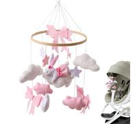 YAOPIU Baby Mobile for Crib, Toddler Crib Mobile with Pink Bow, Rotating Sensory Toy, Girls Boys Bohemian Soother for Preschool Bedroom Living Room Wall Window