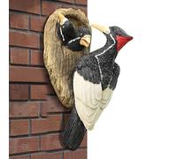 YAOPIU Garden Bird Statues,Tree Trunk Woodpecker Sculpture - Resin Animals Figurine Outside Ornament for Farmhouse Lawn Front Porch Pathway Backyard