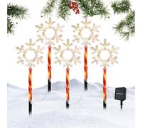 YAOPIU Solar Path Light | Christmas Snowflake Pathway Lights,LED Waterproof Stake Lamp for Winter Holiday Festival Decor Backyard Ground Lawn Poolside Garden Lighting