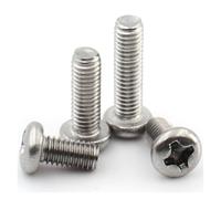 yaoqijie 10-100pcs M1 .2 .6 M2 .5 M3 M4 M5 M6 M8 A2 304 Stainless steel Cross Round Phillips Pan Head Machine Screw Bolt DIN7985 lasting