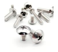 yaoqijie 10/50pcs M2 .5 M3 M4 M5 304 A2-70 stainless steel JISB1111T Head Large Flat Round Cross Screw Bolt L=3-50mm lasting(16mm,M5 10pcs)